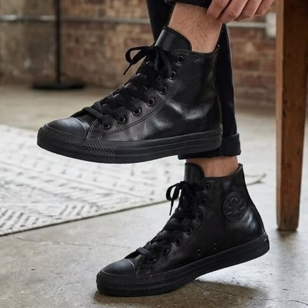 Converse Chuck Taylor All Star High Top Triple Black Coated Textile Youth Sz 3